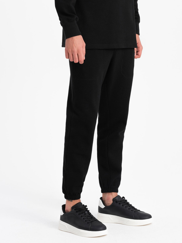 Ombre Clothing Schwarzes Herren-Sweatshirt mit Polokragen + Hose Ombre Clothing