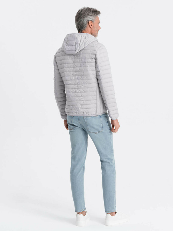 Ombre Clothing Hellgraue leichte Herren-Steppjacke Ombre Clothing