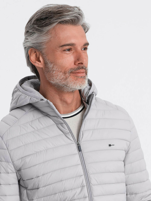 Ombre Clothing Hellgraue leichte Herren-Steppjacke Ombre Clothing