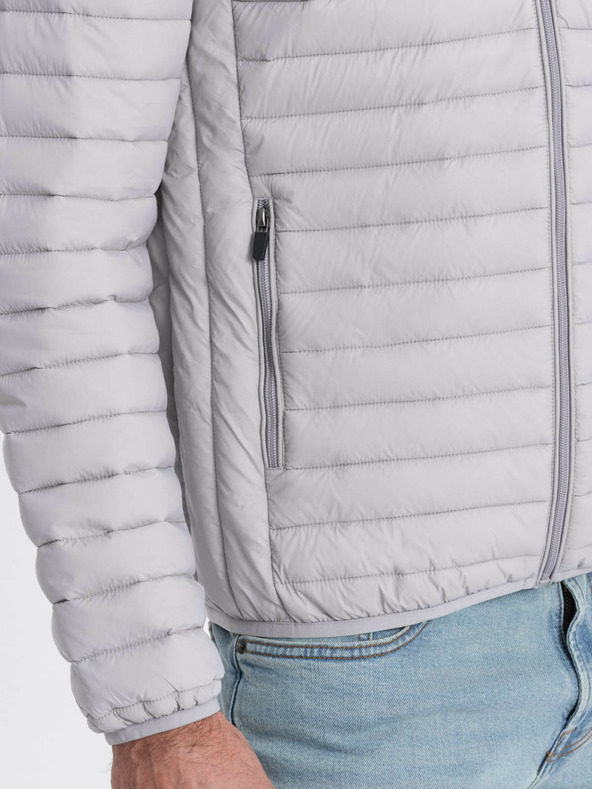 Ombre Clothing Hellgraue leichte Herren-Steppjacke Ombre Clothing