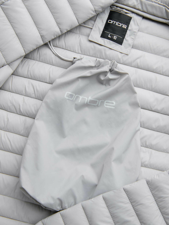 Ombre Clothing Hellgraue leichte Herren-Steppjacke Ombre Clothing