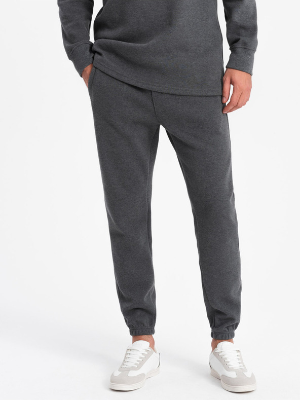 Ombre Clothing Dunkelgraues Herren Sweatshirt mit Polokragen + Hose Ombre Kleidung