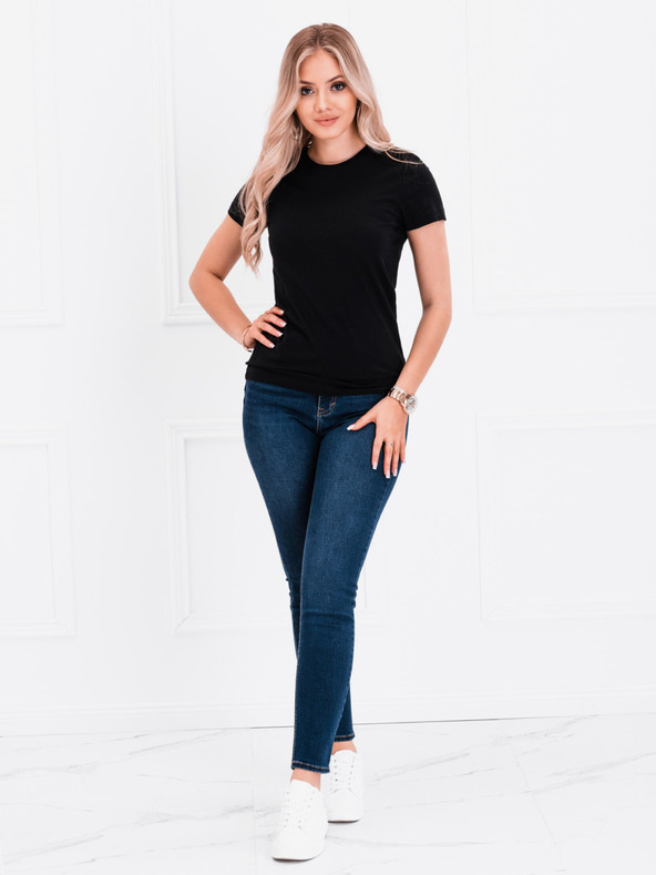 Edoti Schwarzes Damen Basic-T-Shirt Edoti