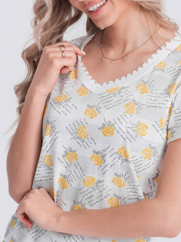 Edoti Edoti Weißer und gelber Damenpyjama mit Blumendruck