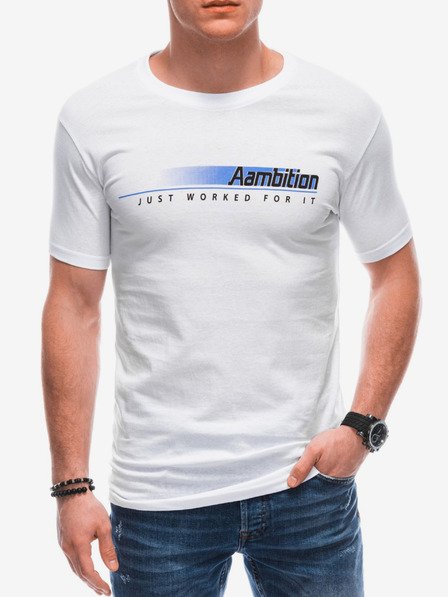 Edoti Weißes bedrucktes Herren-T-Shirt Edoti