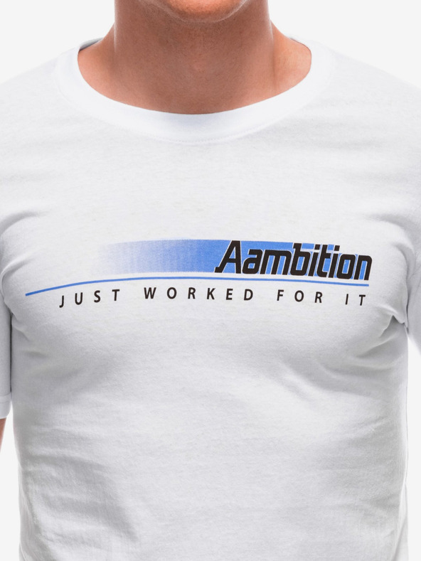 Edoti Weißes bedrucktes Herren-T-Shirt Edoti