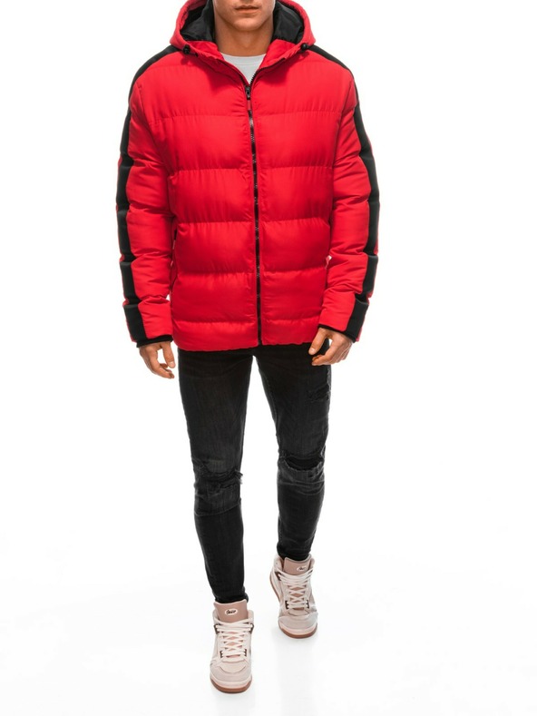 Edoti Rote Herren-Steppwinterjacke Edoti