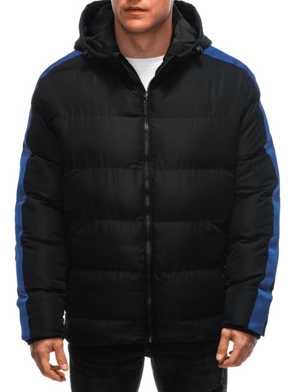 Edoti Blaue und schwarze Herren Stepp-Winterjacke Edoti