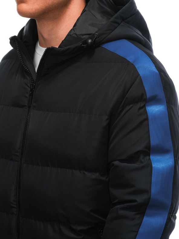 Edoti Blaue und schwarze Herren Stepp-Winterjacke Edoti