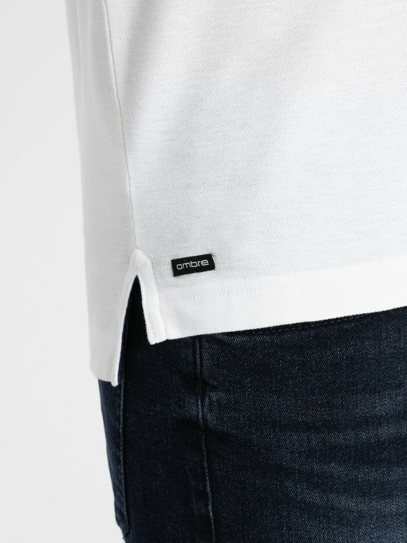 Ombre Clothing Weißes Herren-Poloshirt Ombre Clothing