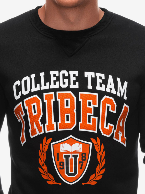 Edoti Schwarzes bedrucktes Herren-Sweatshirt Edoti