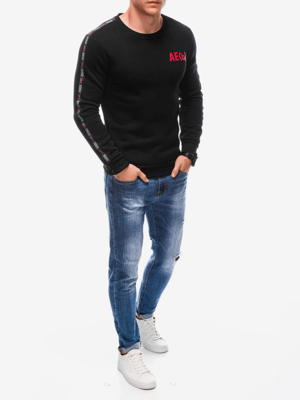 Edoti Rotes und schwarzes Herren-Sweatshirt mit Edoti-Schriftzug