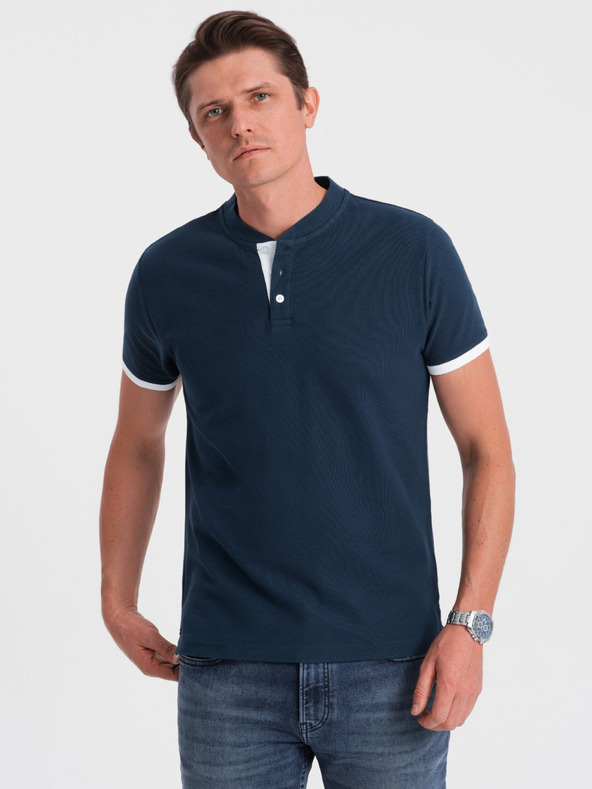 Ombre Clothing Dunkelblaues Herren-Polohemd Ombre Clothing