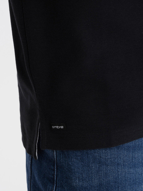 Ombre Clothing Schwarzes Herren-Polohemd Ombre Kleidung