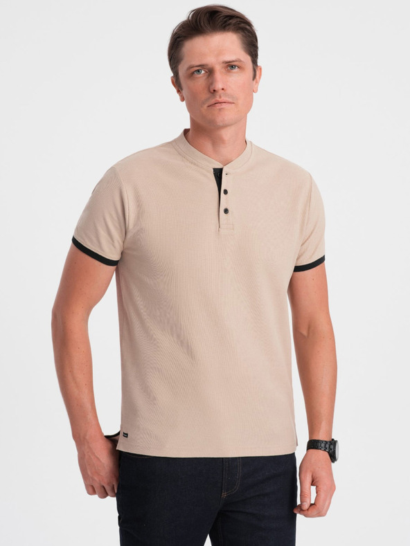 Ombre Clothing Beigefarbenes Herren-Poloshirt Ombre Clothing