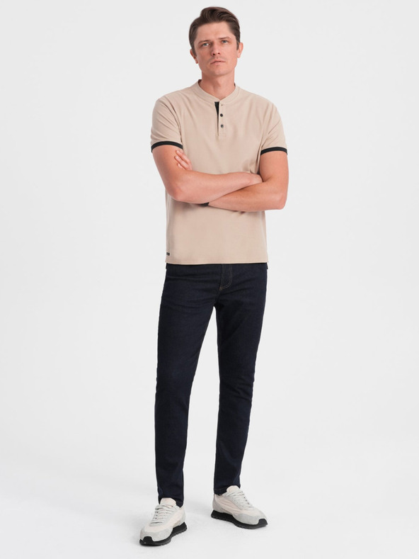 Ombre Clothing Beigefarbenes Herren-Poloshirt Ombre Clothing