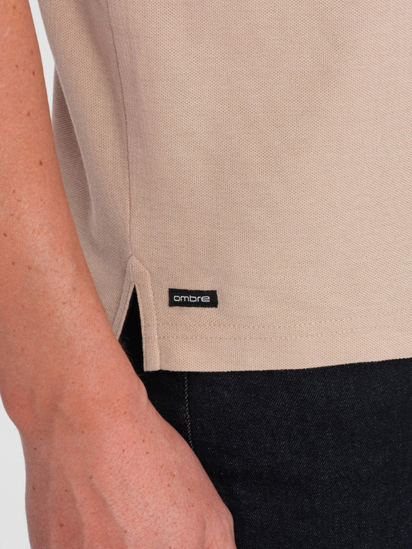 Ombre Clothing Beigefarbenes Herren-Poloshirt Ombre Clothing