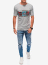 Edoti Hellgraues bedrucktes Herren-T-Shirt Edoti