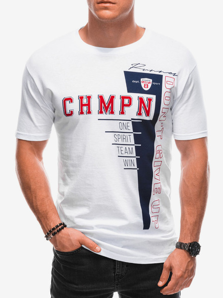 Edoti Weißes bedrucktes Herren-T-Shirt Edoti