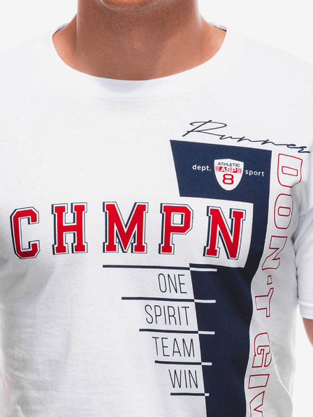 Edoti Weißes bedrucktes Herren-T-Shirt Edoti