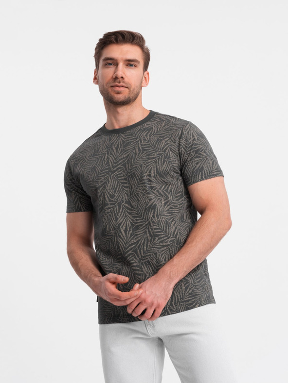 Ombre Clothing Dunkelgraues gemustertes T-Shirt für Männer Ombre Kleidung