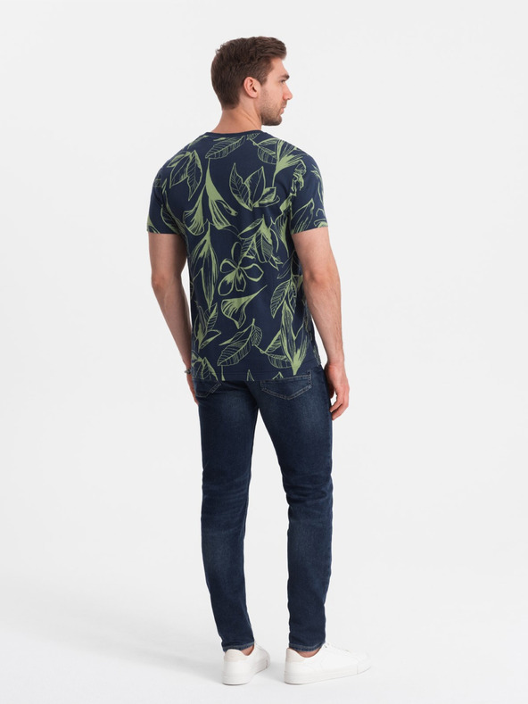 Ombre Clothing Grünes und blaues gemustertes Herren-T-Shirt Ombre Clothing