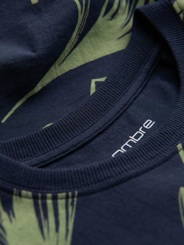 Ombre Clothing Grünes und blaues gemustertes Herren-T-Shirt Ombre Clothing