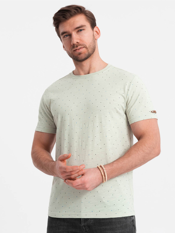 Ombre Clothing Hellgrünes Herren-Polka-Dot-Hemd Ombre Clothing
