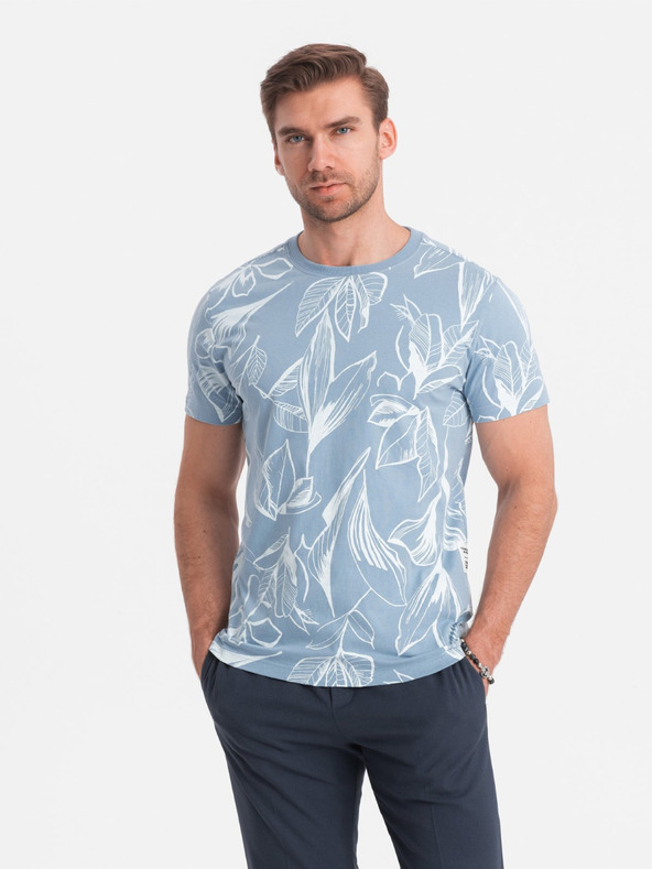 Ombre Clothing Hellblaues gemustertes Herren-T-Shirt Ombre Clothing