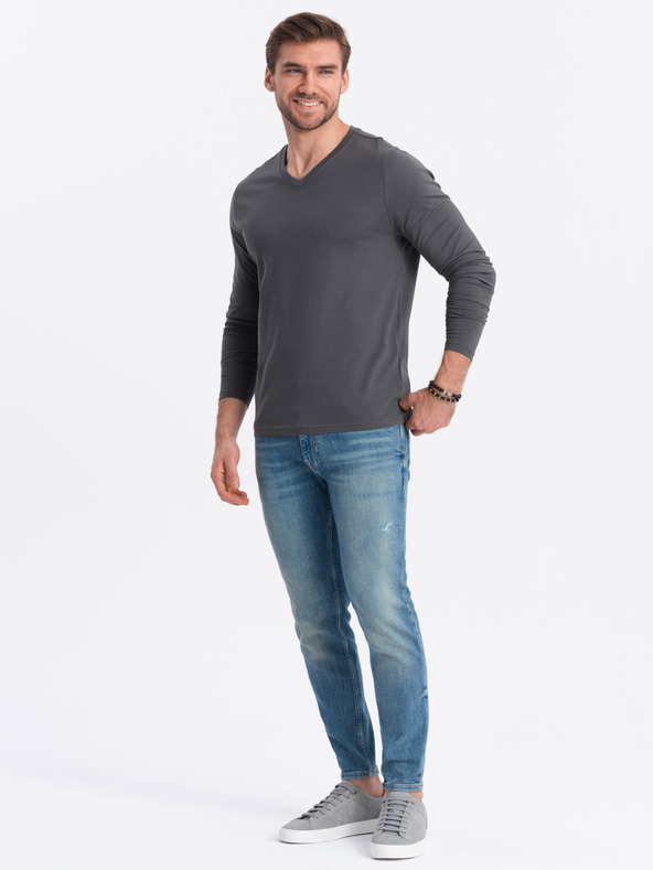 Ombre Clothing Dunkelgraues Herren-Basic-T-Shirt Ombre Clothing