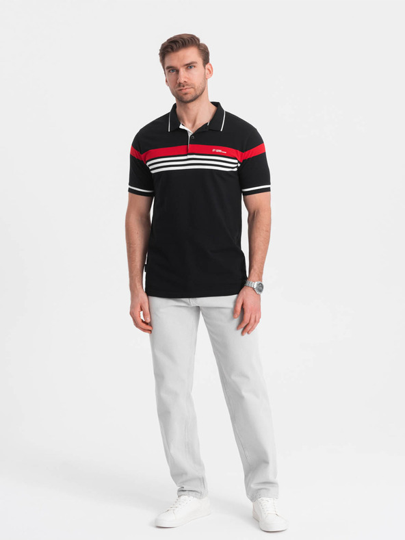 Ombre Clothing Schwarzes Herren-Polohemd Ombre Kleidung