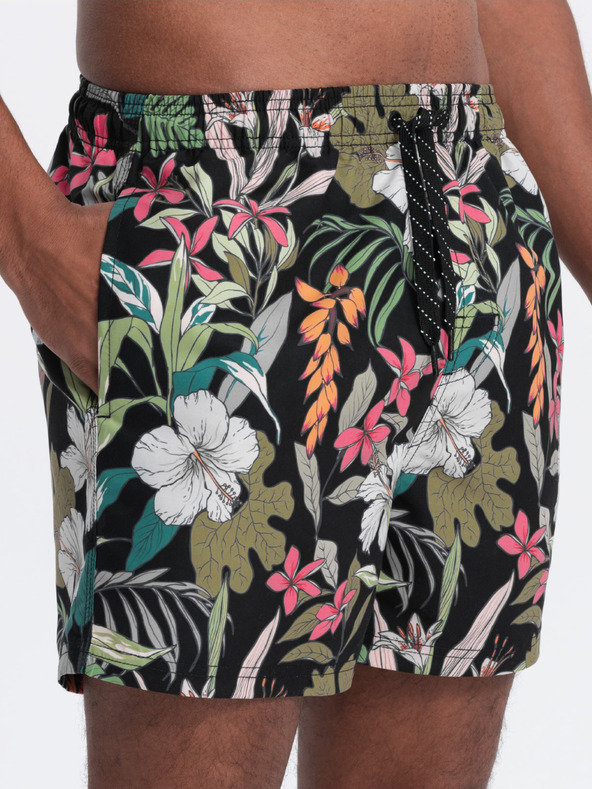 Ombre Clothing Schwarz und grün gemusterte Herren-Badebekleidung Ombre Kleidung