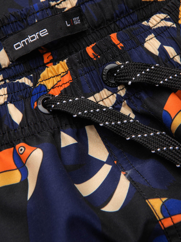 Ombre Clothing Orange und blau gemusterte Herren-Badebekleidung Ombre Clothing Toucan
