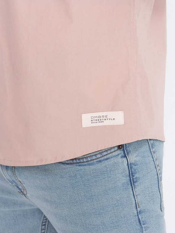 Ombre Clothing Hellbraunes Herren-Kurzarmhemd Ombre Clothing