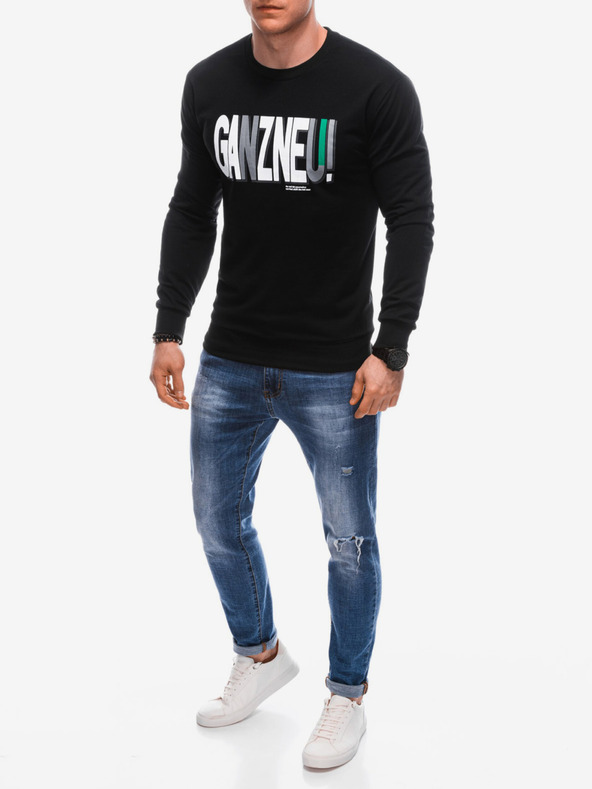 Edoti Schwarzes Herren-Sweatshirt mit Edoti-Schriftzug