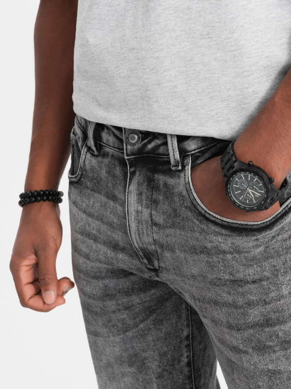 Ombre Clothing Graue Slim Fit Jeans für Herren Ombre Clothing