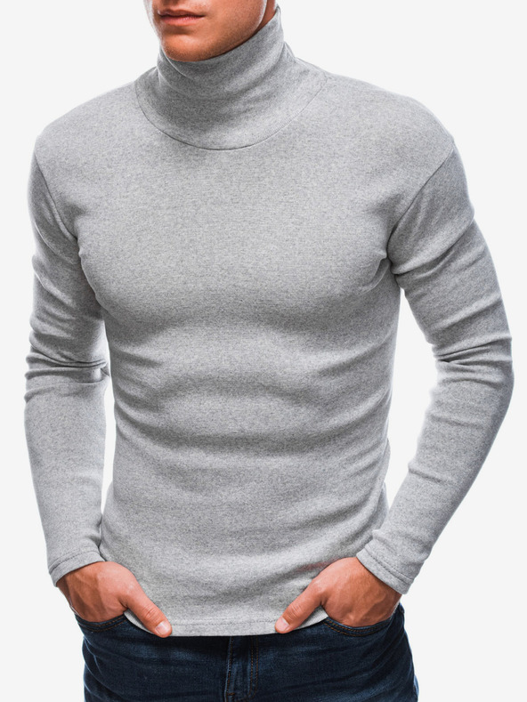 Edoti Grauer Herren-Rollkragenpullover Edoti