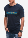 Edoti Dunkelblaues bedrucktes Herren-T-Shirt Edoti