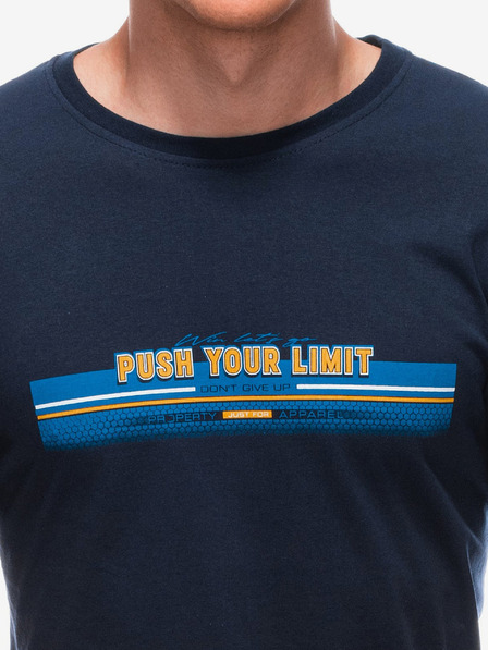 Edoti Dunkelblaues bedrucktes Herren-T-Shirt Edoti
