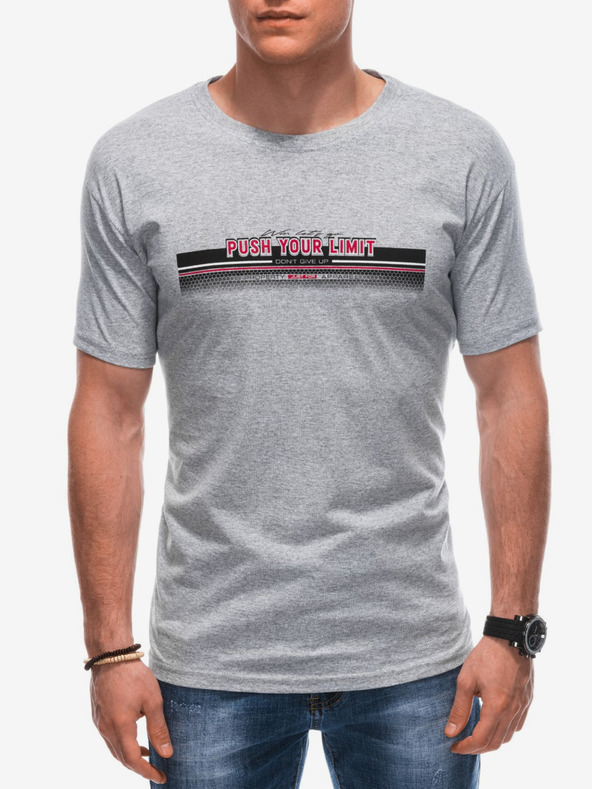 Edoti Graues bedrucktes Herren-T-Shirt Edoti