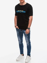 Edoti Schwarzes bedrucktes Herren-T-Shirt Edoti