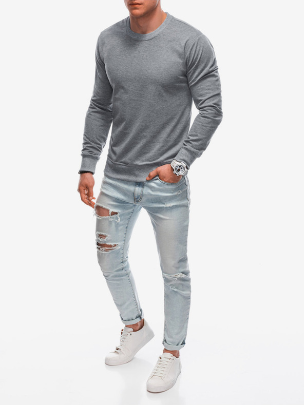 Edoti Hellgraues Herren Basic Sweatshirt Edoti