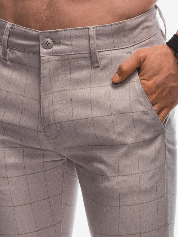 Edoti Beigefarbene Herren Chino-Hose Edoti