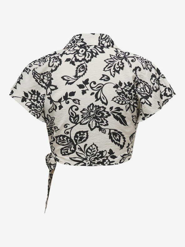 ONLY Schwarze und cremefarbene Damen-Wickelbluse ONLY Kiera