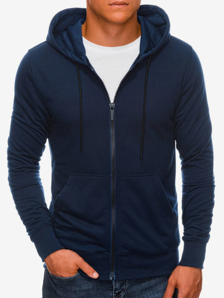 Edoti Dunkelblaues Herren-Kapuzen-Sweatshirt mit Reißverschluss Edoti