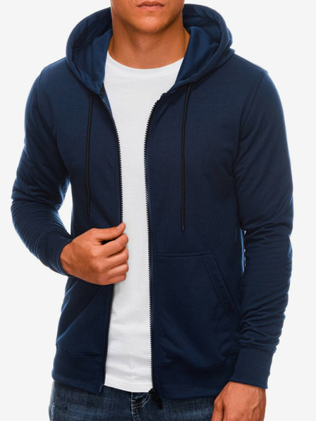 Edoti Dunkelblaues Herren-Kapuzen-Sweatshirt mit Reißverschluss Edoti