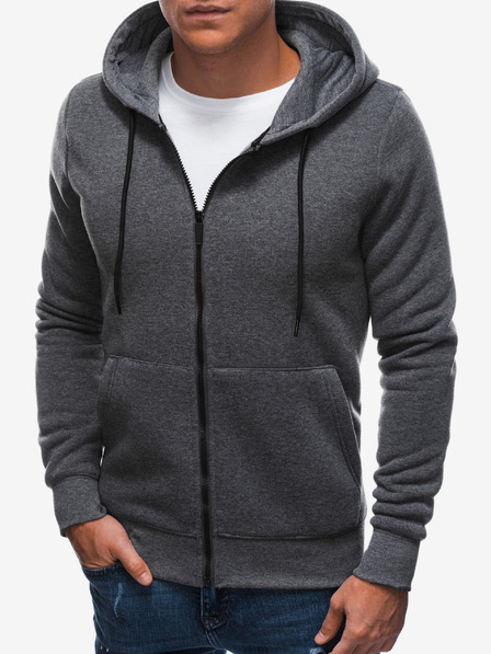 Edoti Dunkelgraues Herren-Sweatshirt mit Kapuze und Reißverschluss Edoti
