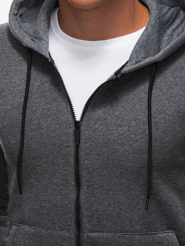 Edoti Dunkelgraues Herren-Sweatshirt mit Kapuze und Reißverschluss Edoti