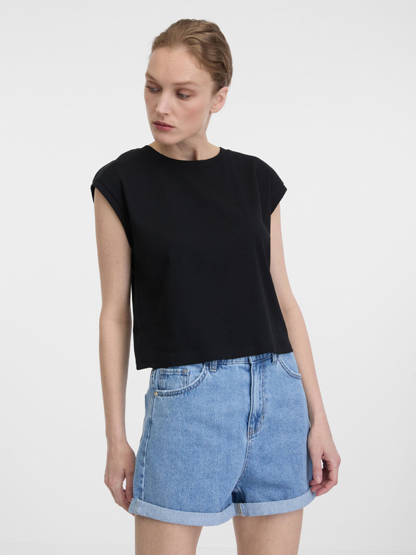 Orsay Schwarzes Damen Crop-T-Shirt mit kurzen Ärmeln von ORSAY