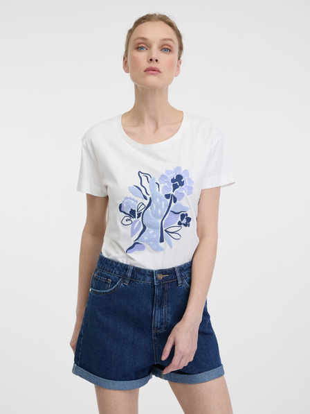 Orsay Weißes Damen-T-Shirt mit kurzen Ärmeln ORSAY